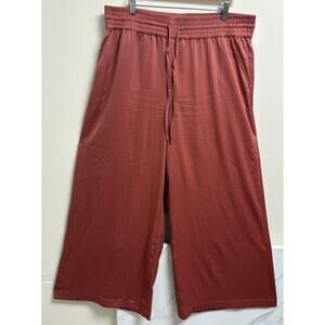 Who What Wear Women’s XL Rust Wide Leg Pants High Rise Elastic Waist Satin Look